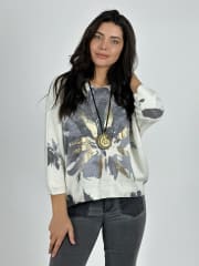 Polera Hilo Italiana Gran Flor con Brillo A2-62