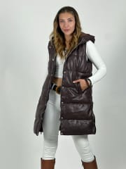 Parka Con Capucha Sin Mangas Cierre Con Broches B1-107//116