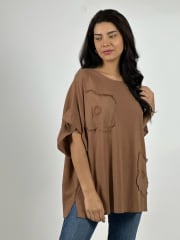 Blusa Casual Lino Parches de Flor A3-67