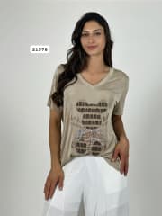 Polera Algodon Oso y Letras Brillantes A1-30