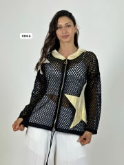 Poleron Tejido Estrellas y Capucha Brillante A2-61