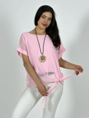 Blusa con Gaza Forrada Anudada A1-12
