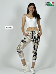Jogger Italiano Viscosa Print Grafiti SELFIE A1-26
