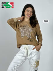 Poleron Algodon Letras Estrella Brillante A4-88