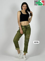 Jogger Italiano Mezclilla Elásticada Estrellas y Letras Brillantes A1-13