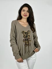 Sweater Spandex Oso Print con Moño A3-79