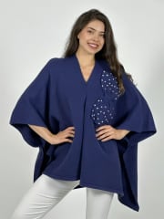 Poncho Abotonado Moño con Perlas A3-74