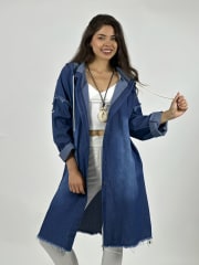 Bluson Mezclilla con Capucha Costuras Hombro A1-20