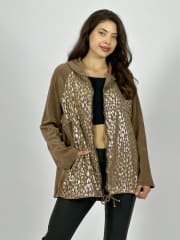 Poleron con Capucha Cotele Cierre Torso con Brillos A4-87