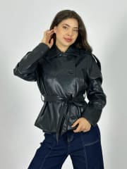 Chaqueta Ecocuero con Cinturon A3-77