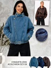 Chaqueta de Mezclilla Acolchada Botones Cruzado B1-112/115