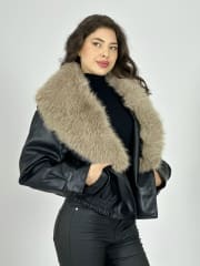 Bomber Eco Cuero con Cuello Desmontable B3-144//159