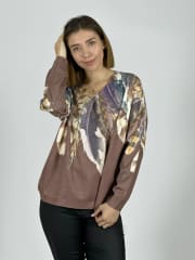 Sweater Hilo Estampado Plumas Hombro A3-80
