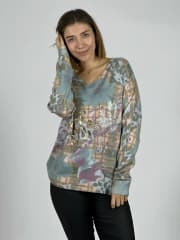Sweater Cuello V Flor/Print B4-167/169