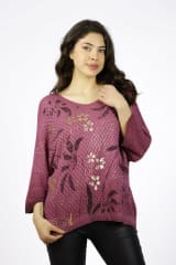 Sweater Tejido Hilo Italiano Diseño Hojas A1-45