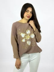 Polera Flor y Letras Brillantes A1-51