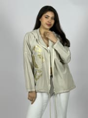 Poleron Lino Con Cierre y Cuadro con Brillo A1-93