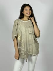 Polera Lino Con Bolsillo y Hombro Tejido A4-89