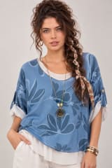 Polera Doble Estampado de Flores Incluye Collar A4-89/91