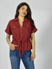 Blusa Con Bolsillos y Cierre Tela Cey A1-45