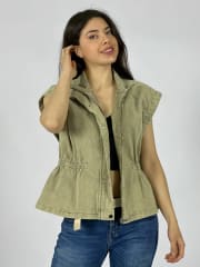 Chaqueta Mezclilla Sin Mangas Elasticada en Cintura A3-75/78