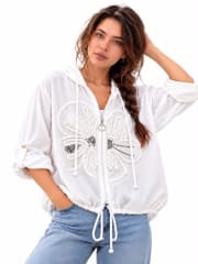 Bomber Lino Flor Bordada con Brillos A1-8