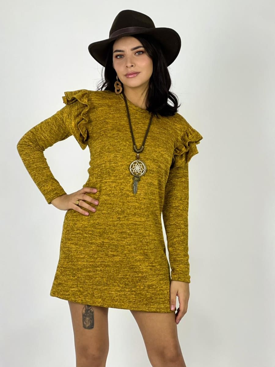 Mini Vestido con Hombros en Farol A1-347