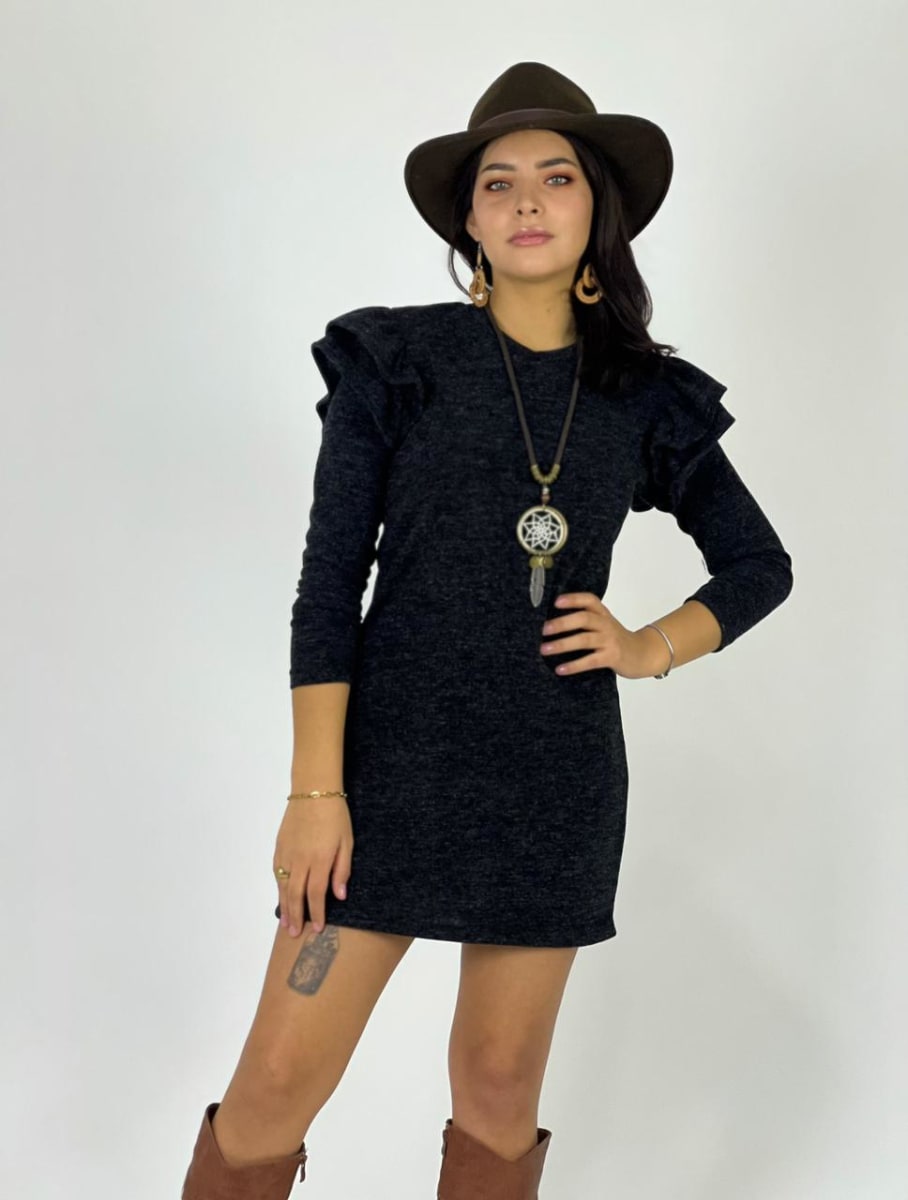 Mini Vestido con Hombros en Farol A1-3411