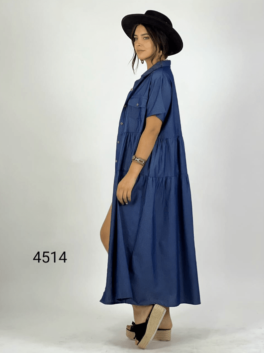 Vestido de Mezclilla Abotonado con Cinturon A1-232