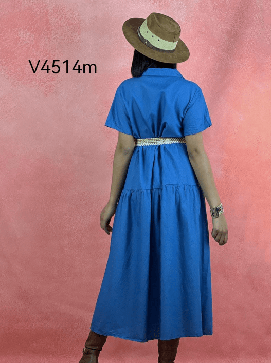 Vestido de Mezclilla Abotonado con Cinturon A1-238