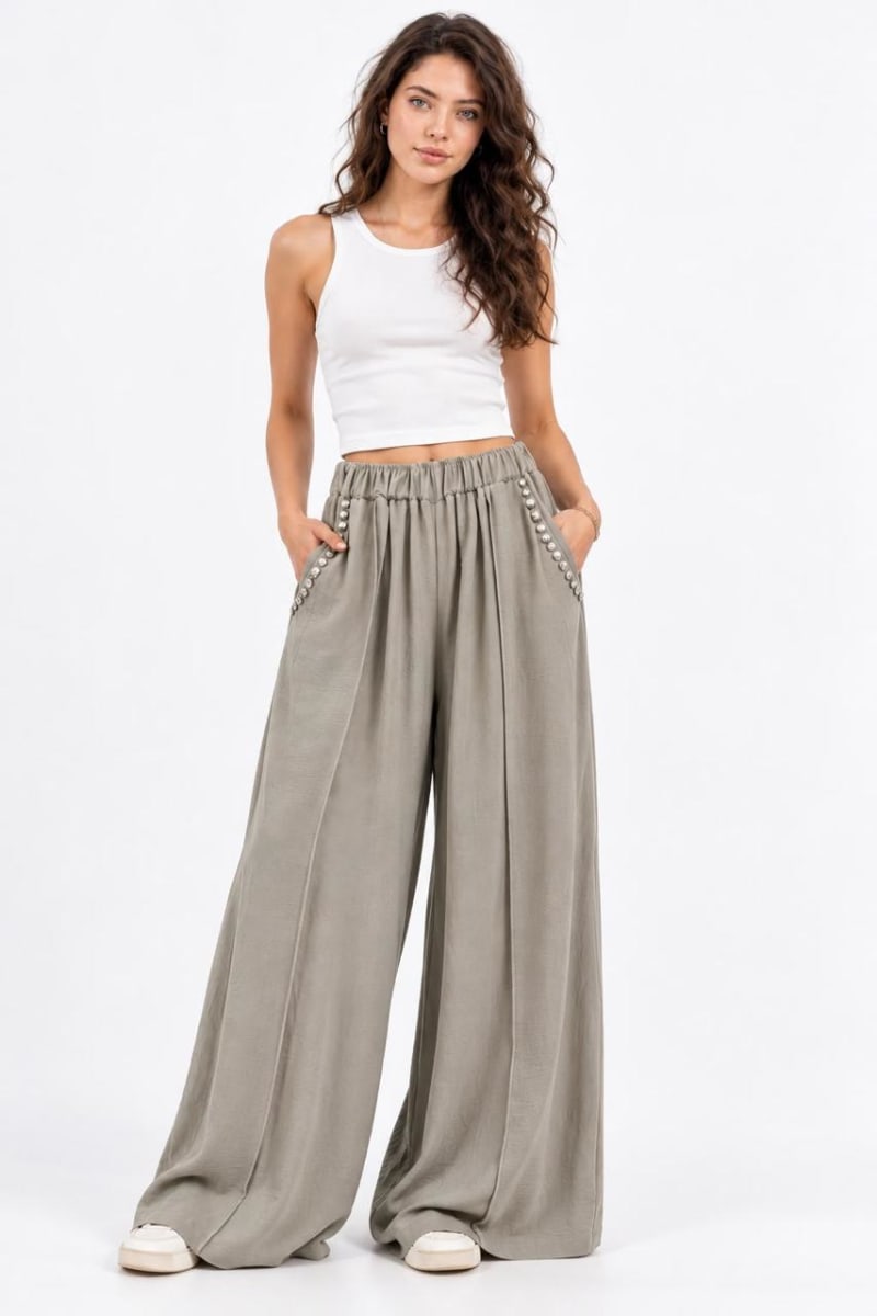 Palazzo Crepe Tachas en Bolsillos A1-94