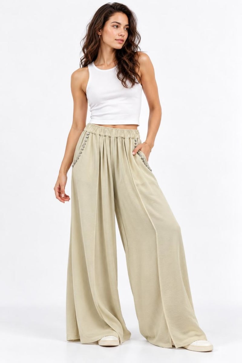 Palazzo Crepe Tachas en Bolsillos A1-97