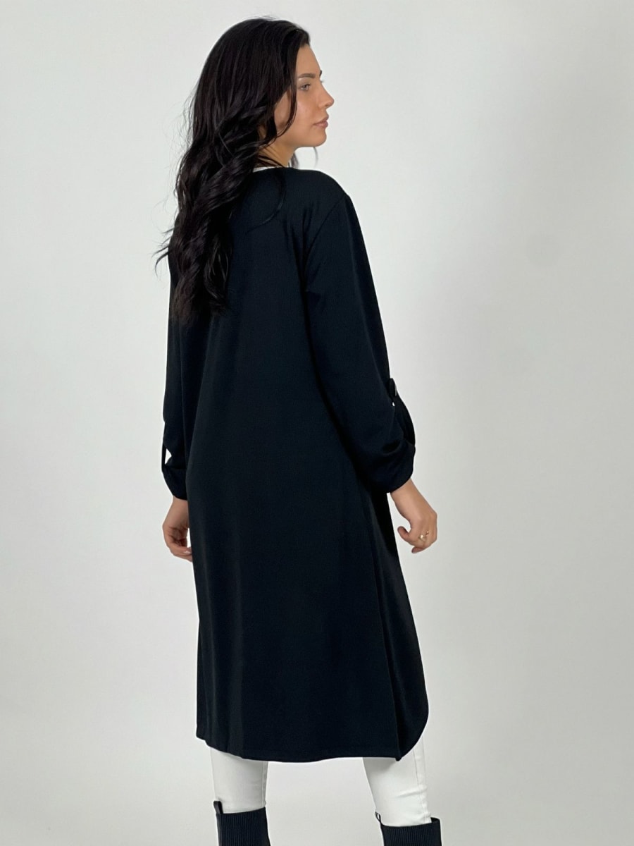 Polera Larga Abertura Cruzada con Broche A3-807