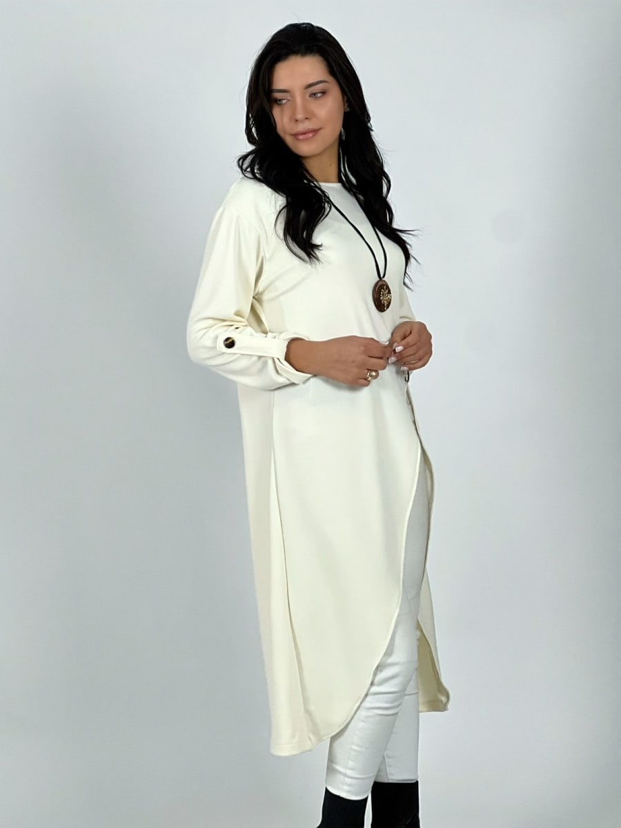 Polera Larga Abertura Cruzada con Broche A3-803