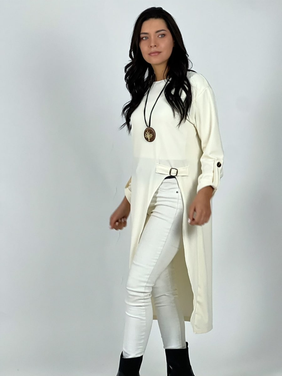 Polera Larga Abertura Cruzada con Broche A3-804