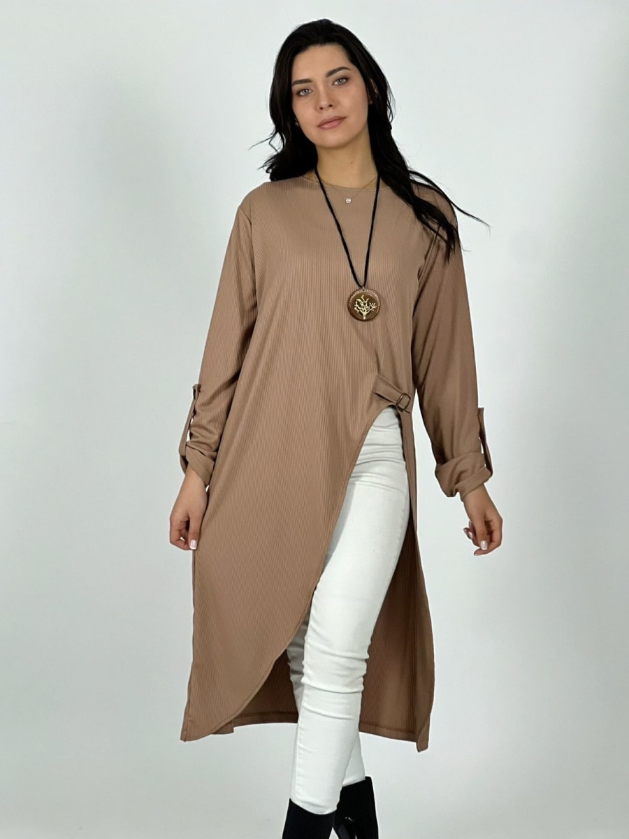 Polera Larga Abertura Cruzada con Broche A3-809