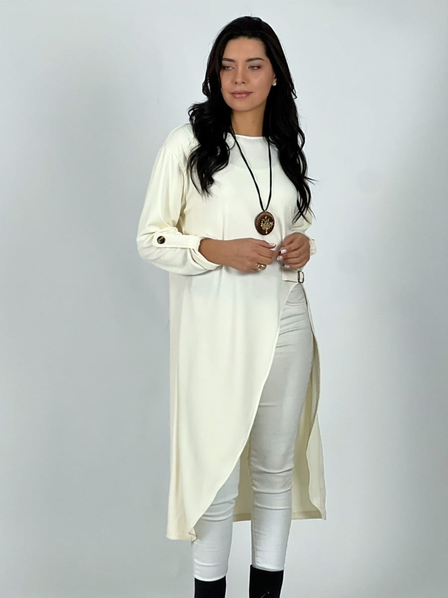 Polera Larga Abertura Cruzada con Broche A3-802