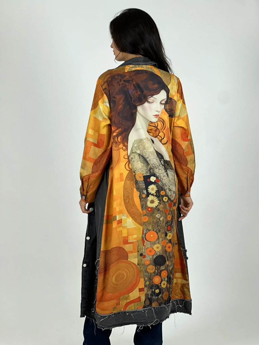 Tapado de Mezclilla Abotonado Manga Floral A1-124