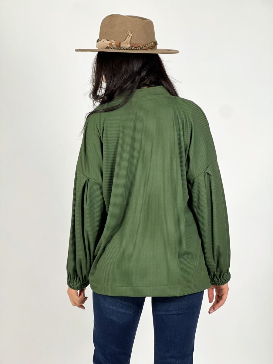 Blusa Spandex Cuello V Mangas Empuñado A3-6814