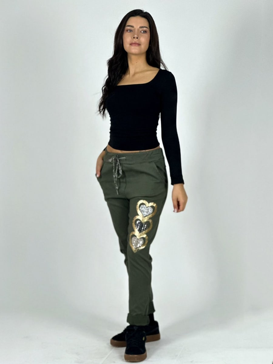 Jogger Italiano Estampado Triple Corazon Brillante A1-3510