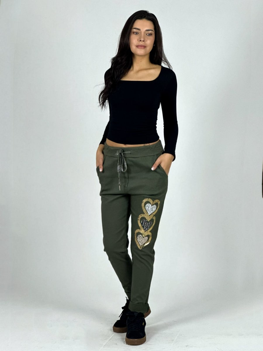 Jogger Italiano Estampado Triple Corazon Brillante A1-359