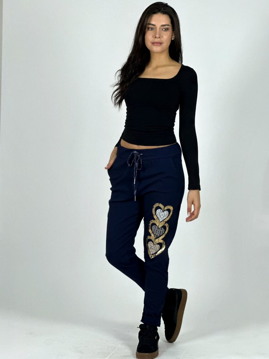 Jogger Italiano Estampado Triple Corazon Brillante A1-3513