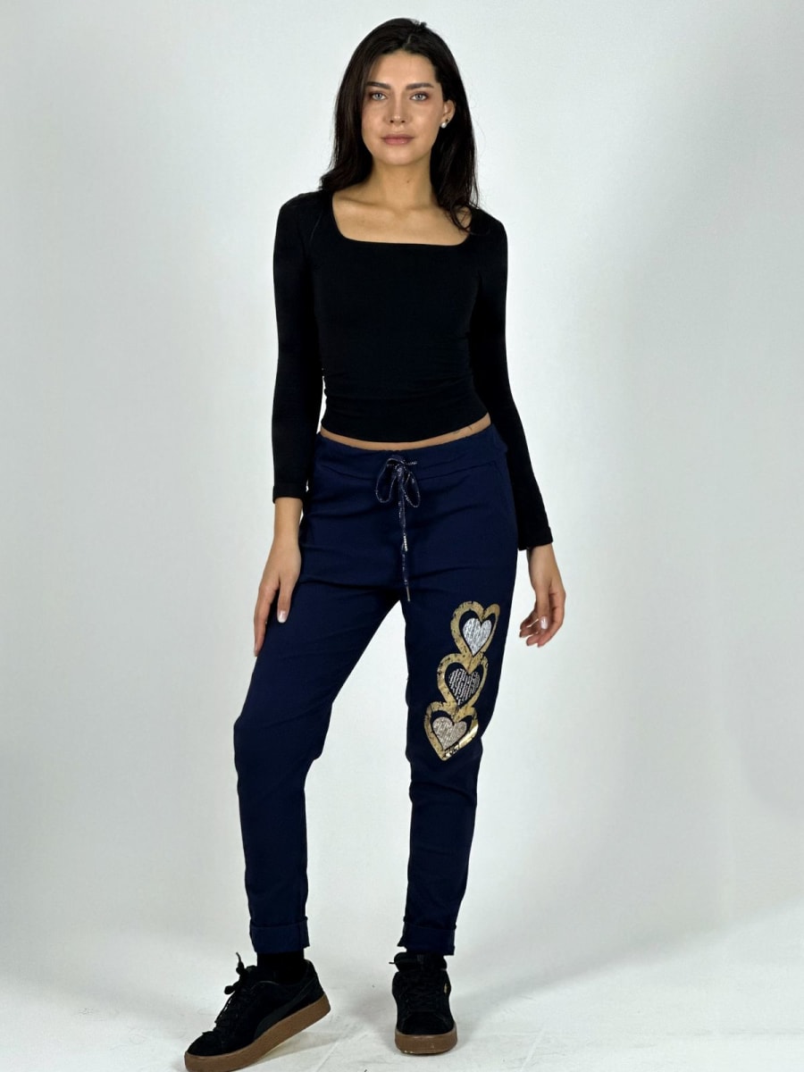 Jogger Italiano Estampado Triple Corazon Brillante A1-3514