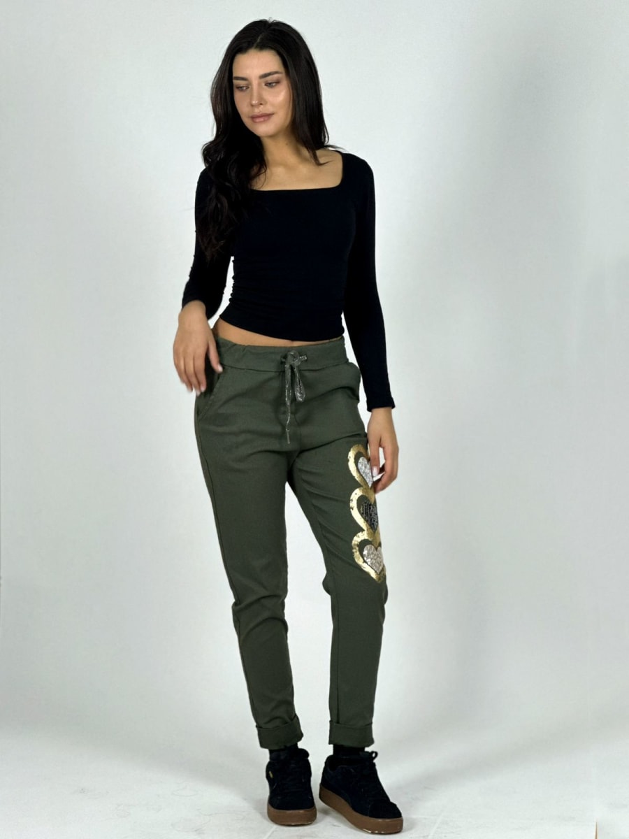 Jogger Italiano Estampado Triple Corazon Brillante A1-3511