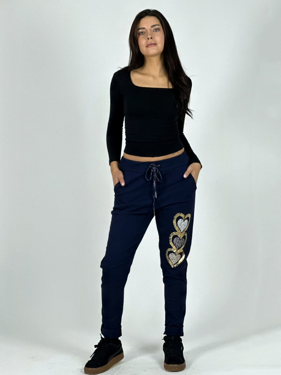 Jogger Italiano Estampado Triple Corazon Brillante A1-3515