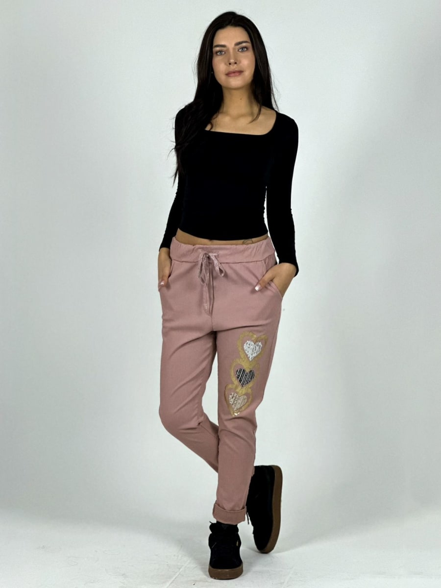 Jogger Italiano Estampado Triple Corazon Brillante A1-3517