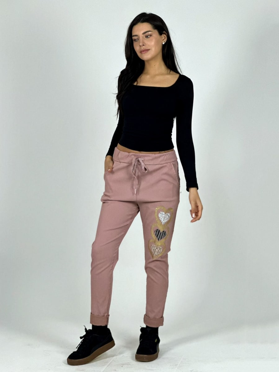 Jogger Italiano Estampado Triple Corazon Brillante A1-3518