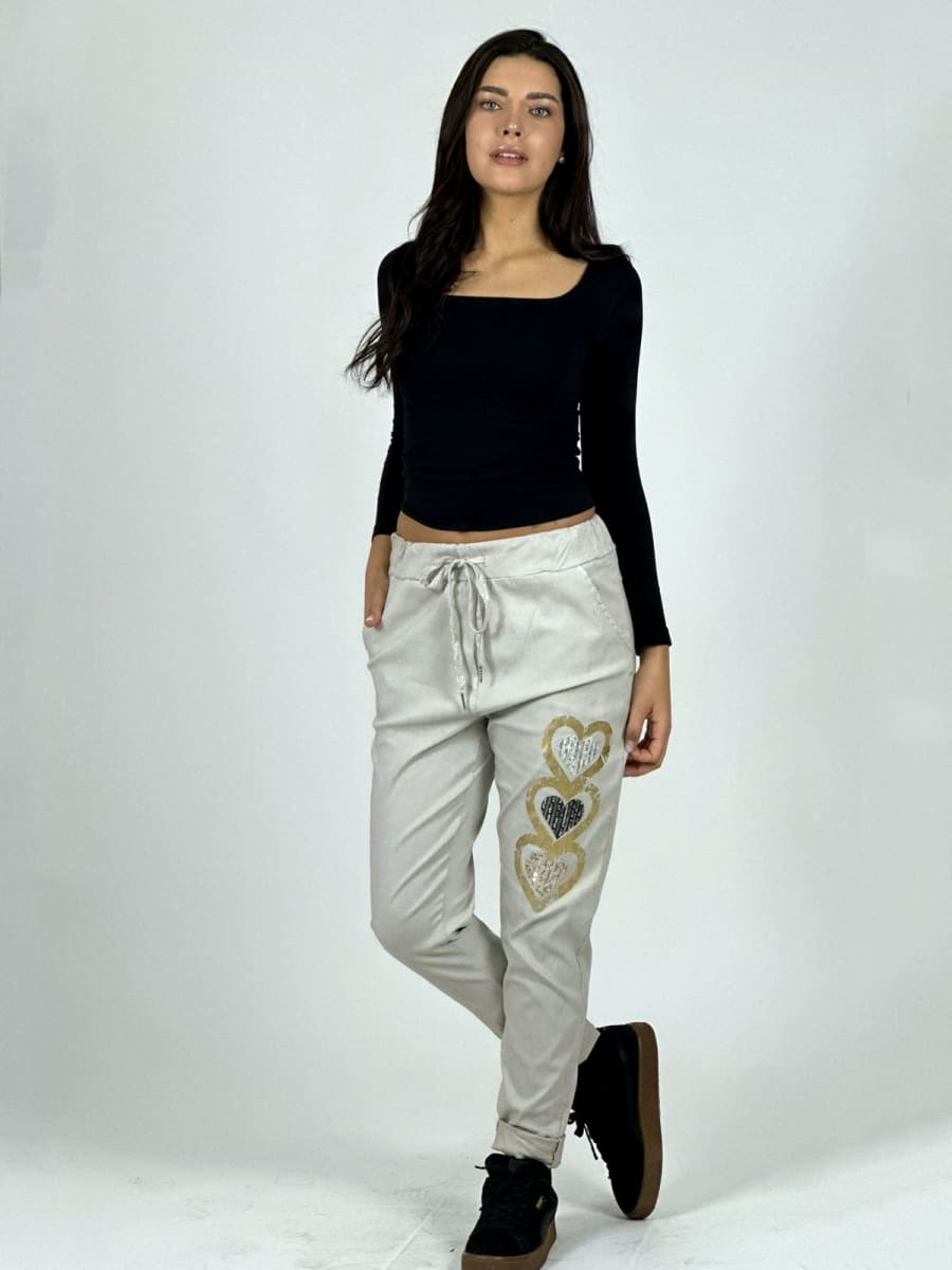 Jogger Italiano Estampado Triple Corazon Brillante A1-3520