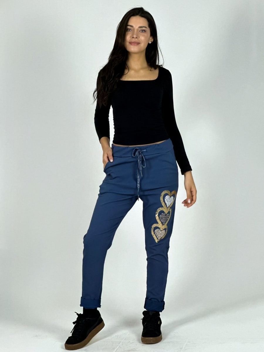 Jogger Italiano Estampado Triple Corazon Brillante A1-3524