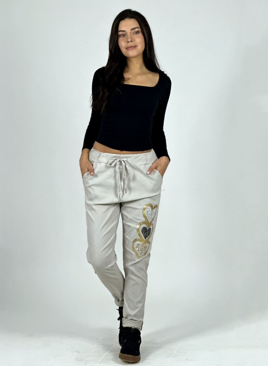 Jogger Italiano Estampado Triple Corazon Brillante A1-3521